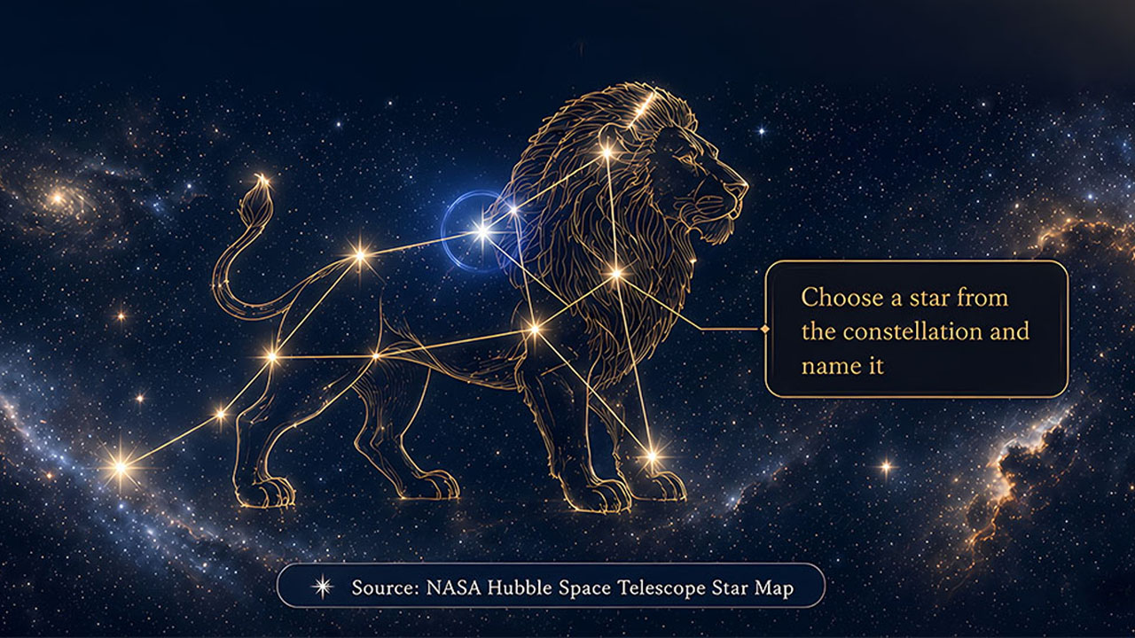 Leo constellation — choose a star and name it